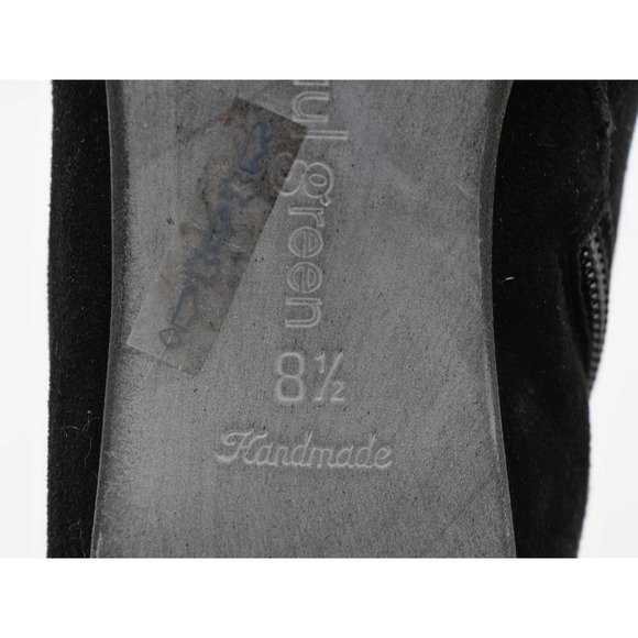 Paul Green Booties Womens 8.5 Black Suede Almond Toe Zip Ankle Boots Cone Heel - Picture 10 of 11